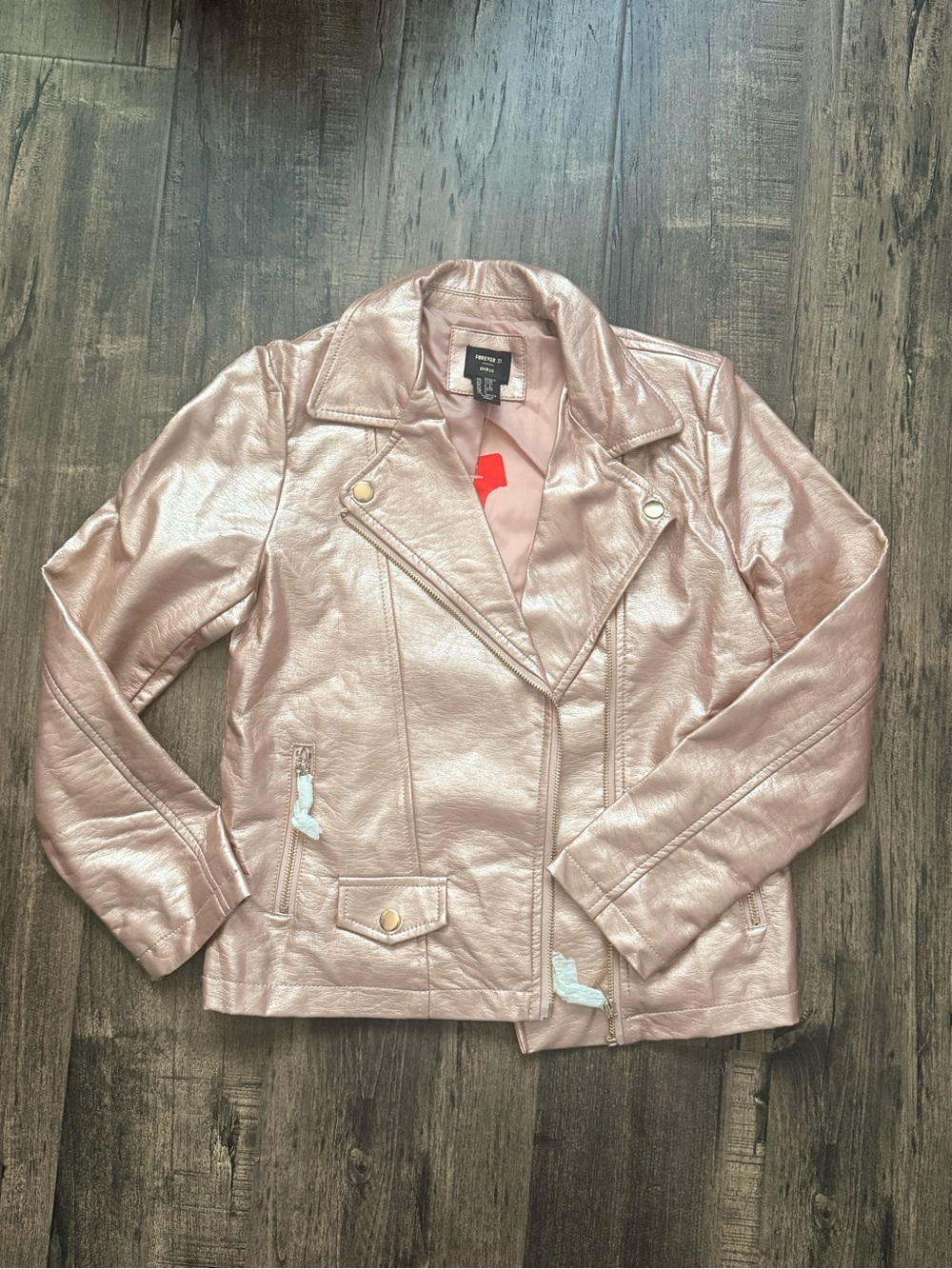 Forever 21 Metallic Rose Moto Jacket